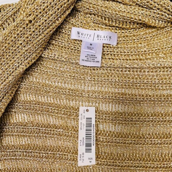 WHBM Rolled Collar Gold Lame Glitter Knit Shrug NWT - Picture 5 of 6